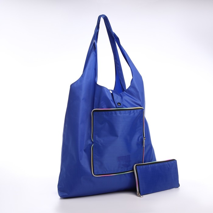 УЦЕНКА Сумка хозяйственная без застёжки, складная, цвет синий - Фото 1
