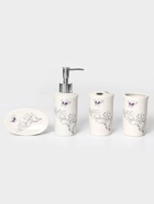 Аксессуары для ванной Доляна «Изящество», 4 предмета, дозатор 250 мл, мыльница, 2 стакана, белые - Фото 6