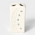 Аксессуары для ванной Доляна «Цветочный барельеф», 4 предмета, дозатор 270 мл, мыльница, 2 стакана 210 мл, белые - Фото 5