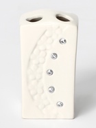 Аксессуары для ванной Доляна «Цветочный барельеф», 4 предмета, дозатор 270 мл, мыльница, 2 стакана 210 мл, белые - Фото 3