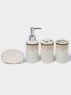 Набор аксессуаров для ванной комнаты Доляна «Золотая роскошь», 4 предмета, дозатор 250 мл, мыльница, 2 стакана, белый - Фото 2