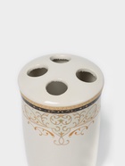 Набор аксессуаров для ванной комнаты Доляна «Золотая роскошь», 4 предмета, дозатор 250 мл, мыльница, 2 стакана, белый - Фото 6