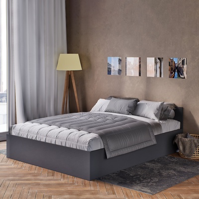 Кровать двуспальная «Мадера», с основанием, 1600×2000 мм, цвет графит