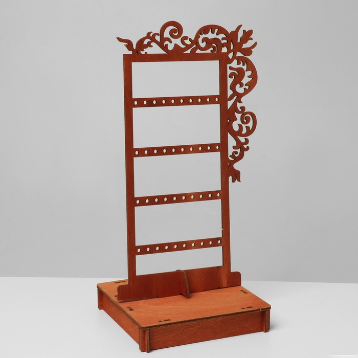 Подставка для украшений «Вензелёк с местом для хранения», 12×12×24 см, фанера, цвет полисандр - фото 1897757289