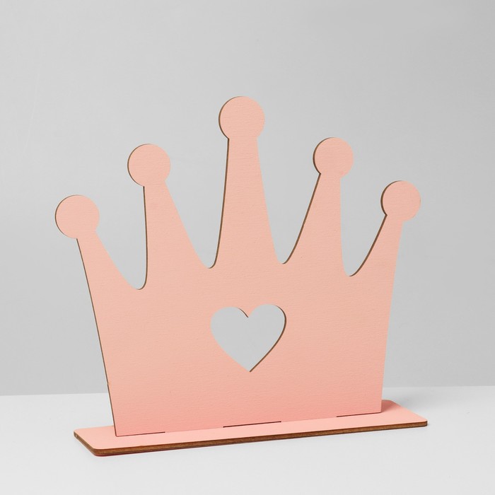 Подставка для украшений универсальная «Корона», 22×6×22 см, фанера, цвет розовый - фото 1896282137
