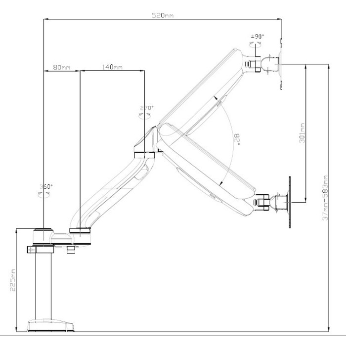 Кронштейн для мониторов ЖК Buro M10 черный 17"-27" макс.9кг крепление к столешнице поворот   1029508 - фото 51516736