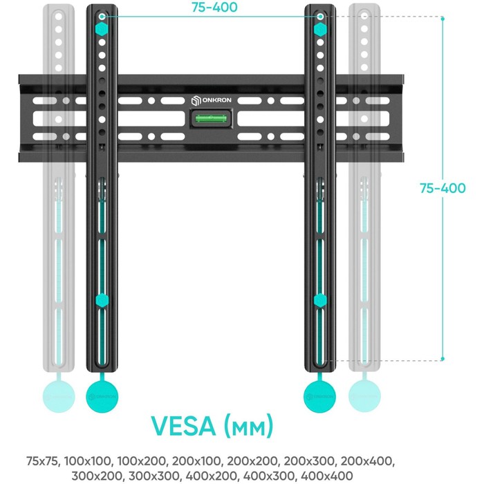 Кронштейн для телевизора Onkron FM2 черный 32"-65" макс.50кг настенный фиксированный - фото 51516996
