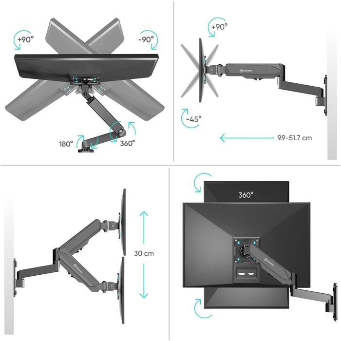 Кронштейн для телевизора Onkron G150 черный 13"-34" макс.8кг настенный поворот и наклон вер   102952 - фото 51517004