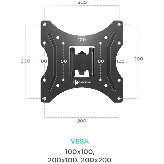 Кронштейн для телевизора Onkron M2S черный 17"-43" макс.35кг настенный поворот и наклон - фото 51517015