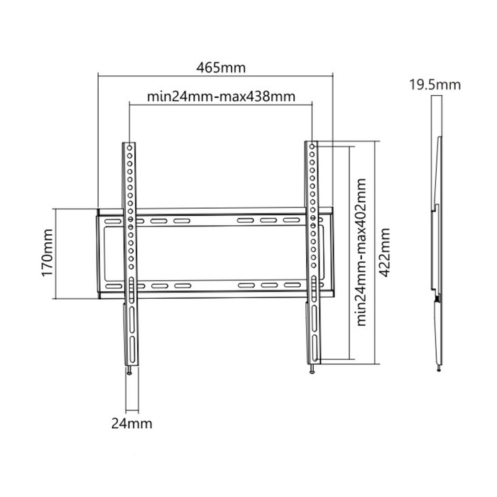 Кронштейн для телевизора Ultramounts UM812F черный 32"-55" макс.35кг настенный фиксированны   102952 - фото 51517084