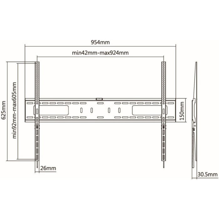 Кронштейн для телевизора Ultramounts UM815F черный 60"-100" макс.75кг настенный фиксированн   102952 - фото 51517096