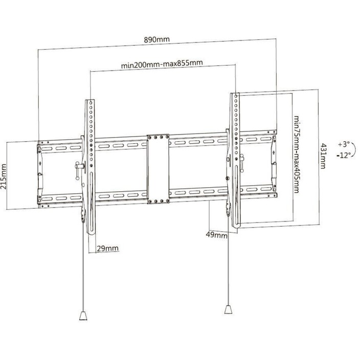 Кронштейн для телевизора Ultramounts UM840T черный 43"-90" макс.70кг настенный наклон - фото 51517109