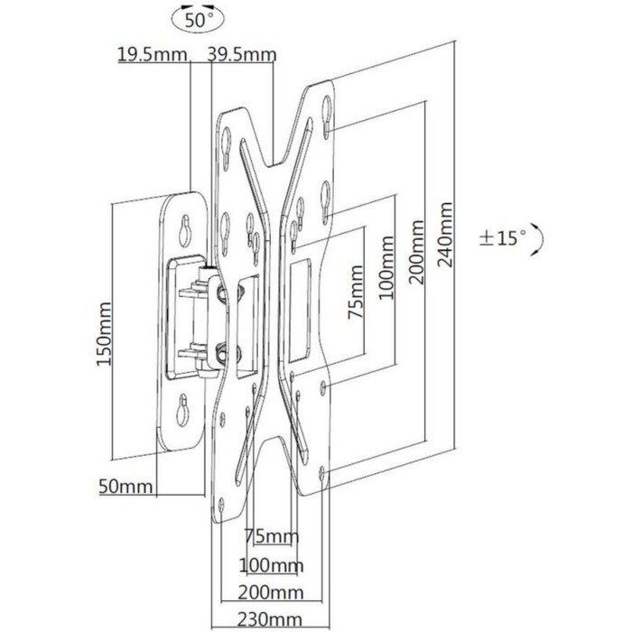 Кронштейн для телевизора Ultramounts UM863 черный 23"-42" макс.30кг настенный наклон - фото 51517121