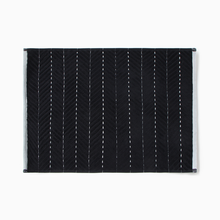 Коврик махровый Этель Lines, цв. чёрный, 50х70 см, 100% хлопок, 750 г/м2