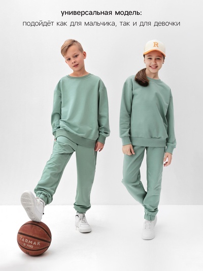 Костюм (свитшот и брюки) детский MINAKU: Casual Collection, цвет оливы, рост 158 см