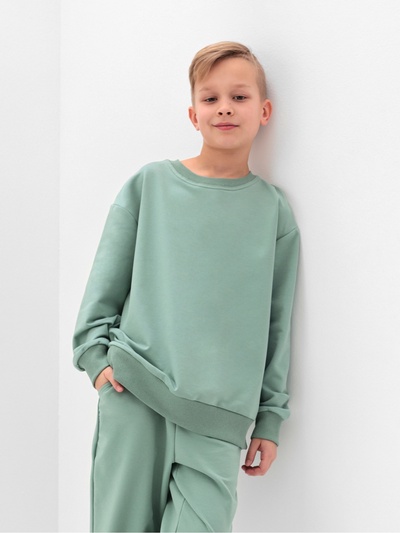 Костюм (свитшот и брюки) детский MINAKU: Casual Collection, цвет оливы, рост 158 см