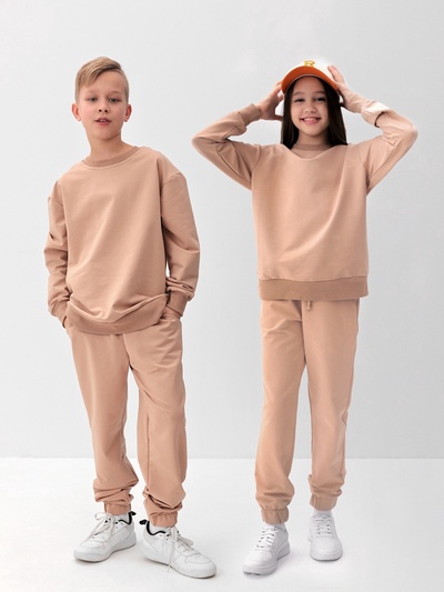 Костюм (свитшот и брюки) детский MINAKU: Casual Collection, бежевый, рост 98 см