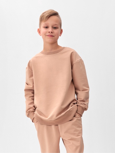 Костюм (свитшот и брюки) детский MINAKU: Casual Collection, бежевый, рост 98 см