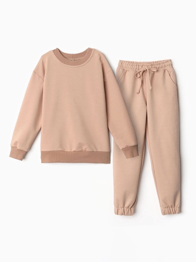 Костюм (свитшот и брюки) детский MINAKU: Casual Collection, бежевый, рост 98 см