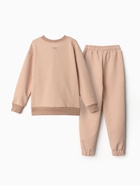 Костюм (свитшот и брюки) детский MINAKU, цвет бежевый, рост 122 см - фото 809230649