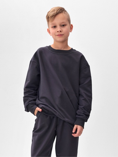 Костюм (свитшот и брюки) детский MINAKU: Casual Collection, графитовый, рост 104 см