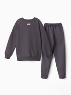 Костюм детский спортивный: свитшот, брюки, MINAKU: Casual Collection, графитовый, рост 146 см - Фото 11