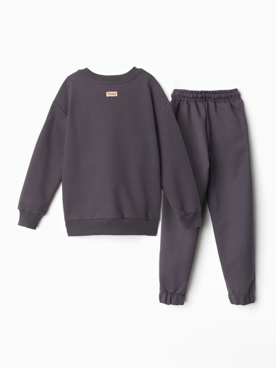 Костюм (свитшот и брюки) детский MINAKU: Casual Collection, графитовый, рост 152 см