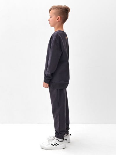 Костюм (свитшот и брюки) детский MINAKU: Casual Collection, графитовый, рост 152 см