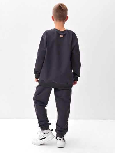 Костюм (свитшот и брюки) детский MINAKU: Casual Collection, графитовый, рост 152 см