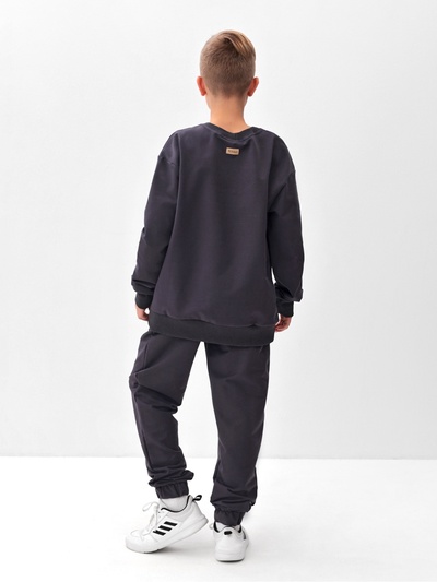 Костюм (свитшот и брюки) детский MINAKU: Casual Collection, графитовый, рост 152 см