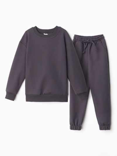 Костюм (свитшот и брюки) детский MINAKU: Casual Collection, графитовый, рост 152 см