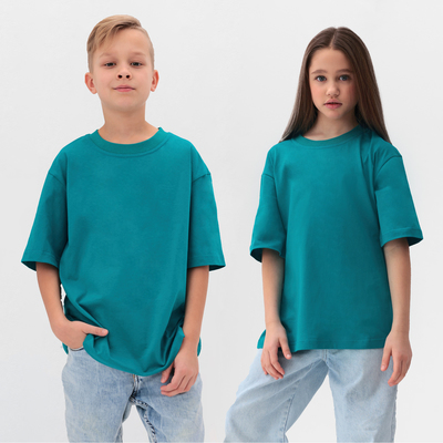 Футболка детская MINAKU: Casual Collection, бирюзовая, рост 110 см
