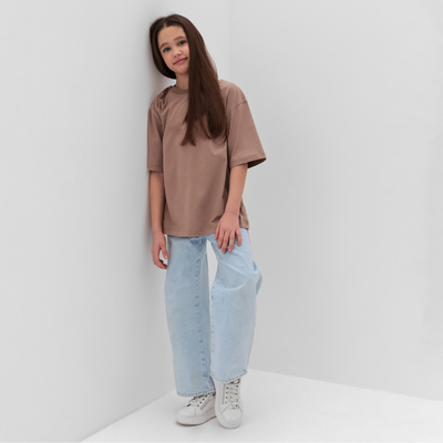 Футболка детская MINAKU: Casual Collection, бежевая, рост 110 см