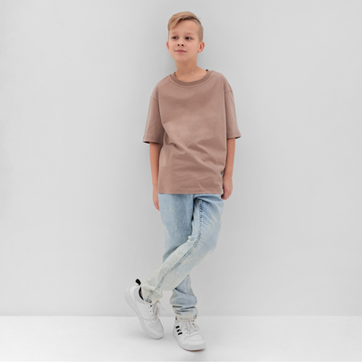 Футболка детская MINAKU: Casual Collection, бежевая, рост 110 см