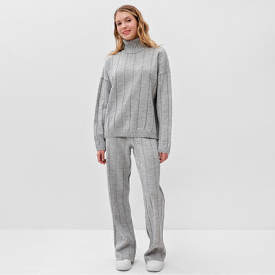 Костюм женский (джемпер, брюки) MINAKU: Knitwear Collection, размер 42-44, светло-серый