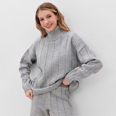 Костюм женский (джемпер, брюки) MINAKU: Knitwear Collection, размер 50-52, светло-серый