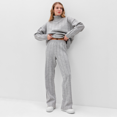 Костюм женский (джемпер, брюки) MINAKU: Knitwear Collection, размер 50-52, светло-серый