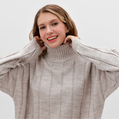 Костюм женский (джемпер, брюки) MINAKU: Knitwear Collection, размер 48-48, капучино