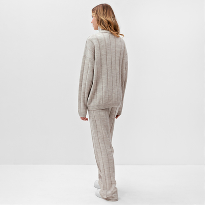 Костюм женский (джемпер, брюки) MINAKU: Knitwear Collection, размер 48-48, капучино
