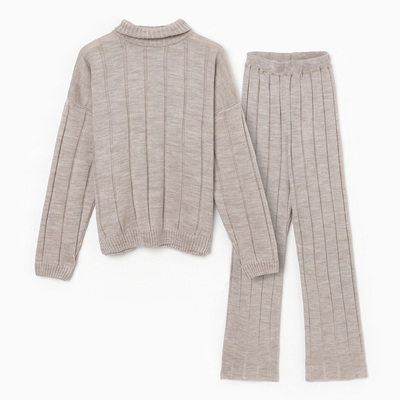 Костюм женский (джемпер, брюки) MINAKU: Knitwear Collection, размер 48-48, капучино