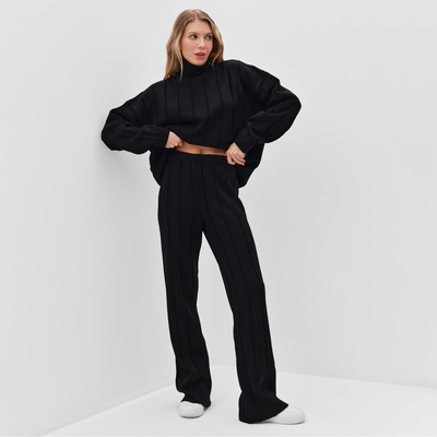 Костюм женский (джемпер, брюки) MINAKU: Knitwear Collection, размер 42-44, чёрный
