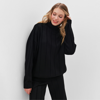 Костюм женский (джемпер, брюки )MINAKU: Knitwear Collection, размер 46-48, чёрный