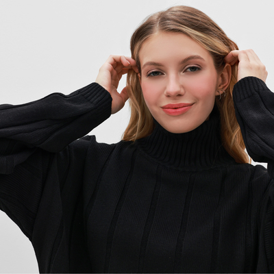 Костюм женский (джемпер, брюки )MINAKU: Knitwear Collection, размер 46-48, чёрный