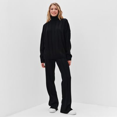 Костюм женский (джемпер, брюки) MINAKU: Knitwear Collection, размер 50-52, чёрный
