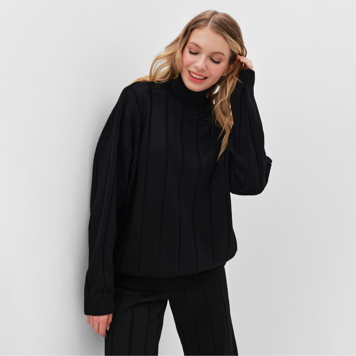 Костюм женский (джемпер+брюки) MINAKU:Knitwear collection цвет черный, р-р 50-52