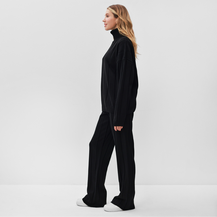 Костюм женский (джемпер+брюки) MINAKU:Knitwear collection цвет черный, р-р 50-52