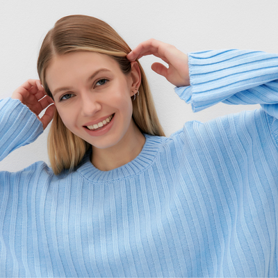 Джемпер женский вязаный MINAKU: Knitwear collection, голубой, размер 42-44