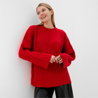 Джемпер вязаный женский MINAKU:Knitwear collection цвет красный, размер 50-52 - Фото 4