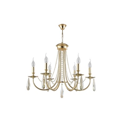 Люстра Crystal Lux, Victoria 3340/306, E14, 6х60 Вт, 50,1х65х65 см, цвет золотой