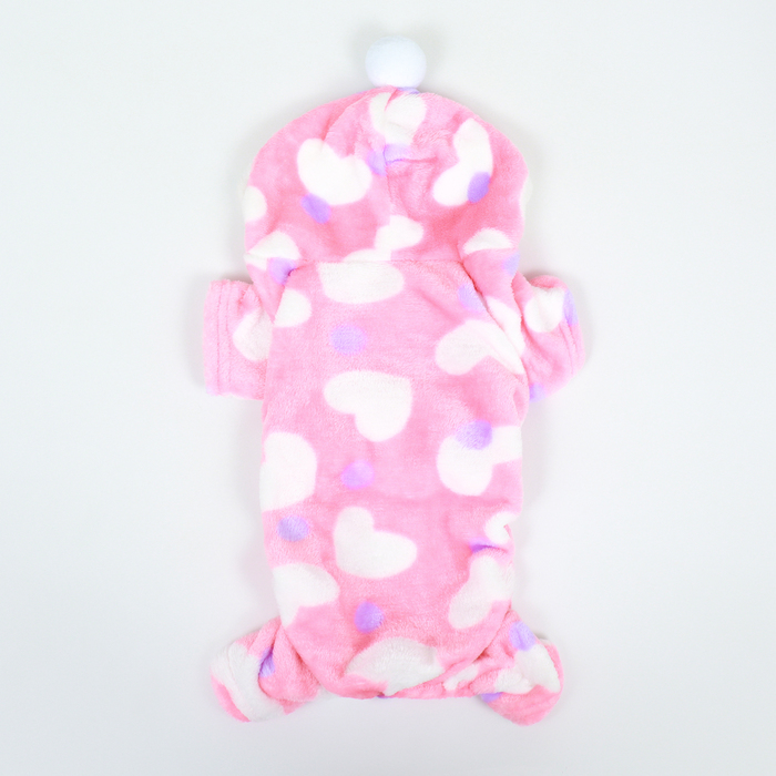 Комбинезон "Любовь" с капюшоном, размер S (ДС 25 см, ОГ 35 см, ОШ 25 см), розовый